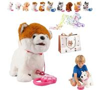Jouet chien qui coure et aboie avec laisse qui coure, chien de jeu qui peut marcher, mon chiot robot réaliste, chiot robot réaliste, chien électronique pour enfants pour tous les amoureux (B)
