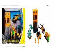 Jouet - Coffret travaux publics - Hélicoptère - Camion - 6 pièces