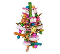 Jouet coloré en forme de griffe d'oiseaux - Jouet en luffa naturel pour cage à perroquet | Grand jouet pour perroquet avec crochet en métal | Blocs en bois | Jouet à mordre pour cage à perroquet