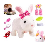Jouet compagnon pour enfants lapin interactif jouet animal | Lapin en peluche réaliste pour garçons et filles, anniversaire, Nouvel An, Noël, Pâques, pour l'intérieur et la maison