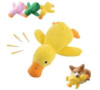 Jouet couineur en forme de canard amélioré pour chien - Double sons de charlatan et de froissement, oreiller à mâcher apaisant, jouet de nettoyage des dents en velours ananas pour chiens de petite