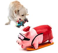 Jouet couineur en latex pour chien - 17,8 cm de long - Jouet à mâcher pour chien - Cadeau pour chien - Écharpe, lame de ski - Jouet interactif pour chien - Pour l'ennui - Rose - Cochon (lame de ski)