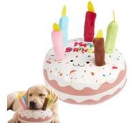 Jouet couineur en peluche pour chien avec bougies en corde, doux, coloré, thème joyeux anniversaire