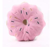 Jouet couineur en peluche pour chien de petite et moyenne taille - Motif cœur brodé - Jouet interactif pour faire ses dents (donut rose)