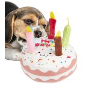 Jouet couineur en peluche pour chien - Jouet de dentition pour chien en forme de gâteau d'anniversaire - Jouets interactifs, exercice, fournitures pour animaux de compagnie pour chiens de petite et