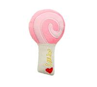 Jouet couineur en peluche pour chiens de petite et moyenne taille - Motif cœur brodé - Jouet interactif pour faire ses dents (sucette rose)