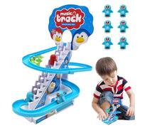 Jouet Coulissant sur Piste électrique, Piste de Course d'escalade d'escaliers de Pingouin,Jouet de de Course coulissante d'escalier de Pingouin | d'escalier à Monter en Forme d'animal pour