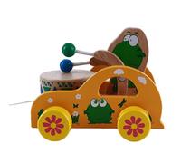 Jouet Créatif En Bois Jaune/Bleu Pour Enfants, Laisse Étendue À La Main, Traction De Voiture, Jouet Pour Bébés, Cadeau Pour Enfants, Jeu De Battement, Tracteur Sonore