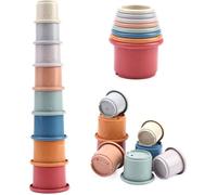 Jouet Cube Empilable,8pcs Montessori Tasses à Empiler Bébés Jouets d'Activité et de Développement,Cadeaux pour Bébés 6 12 18 Mois