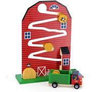 Vilac Jouet d’éveil Récolte à la ferme – 1 support, 3 bottes, camion remorque en bois – Dès 18 mois