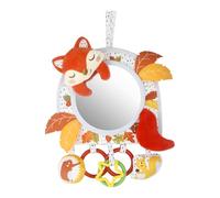 Jouet d'activité pour bébé avec miroir de voiture visible, réglable, pour siège auto, poussette, berceau, couchette et couché sur le ventre, avec hochets (Fox)