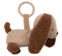 Jollein Peluche à Suspendre - Diego Dog - Chien en Tissu Côtelé - Jouet Sensoriel pour les Sorties - Avec Anneau de Fixation - Jouet Bébé - Lavable à la Main