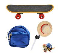 Jouet d'agate barbu - Grand kit de jeu pour reptiles de 5,51 pouces - Mini accessoires de skateboard - Sac à dos en nylon ABS - Chapeau - Costume - Jouet pour lézards, hamsters, tortues, petits