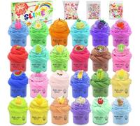 Jouet d'argile - Kit de Mini Slime Fluffy - 24 Couleurs - Super Extensible - Non Collant - Super Doux