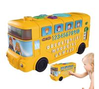 Jouet d'autobus scolaire avec son et lumière, bus d'apprentissage avec lumière,Autobus d'apprentissage alphabet avec lumière - Phonetics Wheel Gear Game Preschool Educational Toy pour bébé