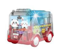 Jouet d'autobus scolaire, machine à tirer, Machine à jouets avec inertie avec éclairage doux, Jouet de véhicule de bande dessinée de vitesse colorée transparent pour des bambs