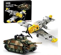Jouet d'avion de Char pour Boys Kids Age 6-14, BF109 Plane Fighter Jet & Jagdpanzer 38(t) Hetzer, Ensemble de Jouets de Construction de 999 Pièces, Compatible avec Toutes Les Briques de Construction
