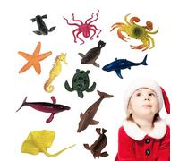 Jouet de bain avec figurine de mer réaliste, jouet d'animal réaliste, figurines d'animaux réalistes de 12 pièces - Jouets de bain marins assortis, jouets d'apprentissage sous-marins
