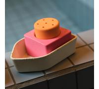 Jouet de bain bébé bateau en caoutchouc orange
