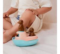 Jouet de bain made in france en matière recy bateau de petit ours brun