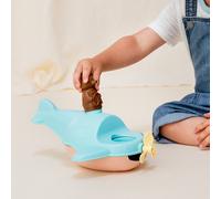 Jouet de bain made in france en matière recyclée hydravion de petit ours brun