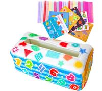 Jouet de boîte à mouchoirs - Jeu pour les nourrissons et les tout-petits | Boîte texturée sensorielle pour bébés, 0 3 6 9 12 mois, écharpes de jeu pour bébé, boîte d'écharpe douce colorée, cadeau d'ac