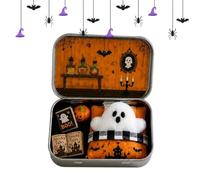 Jouet De Boîte en Fer Blanc Fantôme d'halloween, Mini Maison Hantée | Taille Compacte Portable, Avec Mini Livre De potiron Fantôme En Peluche, Pour Étagère, Bureau, déplacement