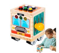 Jouet de Bus pour Tout-Petits, Voiture en Bois pour Tout-Petits | Modèle de Bus Couleur vive pour Véhicule Jouet | Outil éducatif de véhicules rotatifs compacts