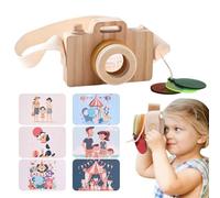 Jouet de caméra de simulation en bois, accessoires photographiés rétro esthétiques | Jouet éducatif de caméra en bois pour jeux de simulation - Jouet de caméra de simulation portable avec cor