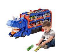 Jouet de camion de dinosaure - Véhicule de transport monstrueux | Grand jeu de vecteur, roues tout-terrain robustes, figures réalistes, sons de lumières interactives, enthousiasme