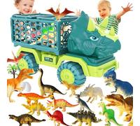 Jouet de camion dinosaure pour enfants de 3 à 5 ans, camion dinosaure, voiture de transport Triceratops avec 12 figurines de dinosaures, cadeaux d'anniversaire pour garçons et filles à partir de 3, 4