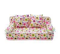 Jouet de canapé à Fleurs Miniature avec Un Joli Design et Une Décoration de Nœud, Idéal pour Les Meubles de Maison de Poupée, adapté aux Enfants de 0 à 6 Ans, Matériau : Tissu/Mousse, Taille