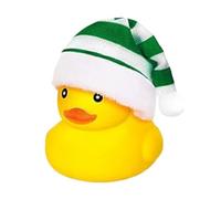 Jouet de canard grinçant de Noël : jouet de bain pour piscine flottante festive avec bonnet de Père Noël, construction durable en caoutchouc naturel, fonction sonore de grincement fort, design