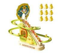 Jouet de canard montagnes russes - Ensemble de jouets électriques pour escalader les escaliers avec 9 canards, lumières LED et musique, kit de jeu amusant, toboggan de poussette, matériau ABS sûr pour