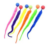 Jouet de chat à boule rebondissant - ensemble de boules de chat interactif à 6 parties, jouet de chat à boule de queue | Worm floue longue victime -hoppage balles, jouets chats activés pour le