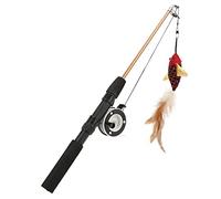 Jouet de chat de canne à pêche à poulie télescopique, jouet de chat de canne à pêche de conception de moulinet manuel sûr à utiliser pour mâcher pour les jouets de chat Poisson rouge + canne à pêche