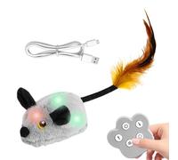 Jouet de Chat en Mouvement | Souris interactives électroniques à Queue poilue | Souris en Mouvement télécommande avec lumière et Son, Fournitures pour Animaux