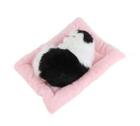Jouet de Chat Réaliste en Peluche, Poupée de Chaton Endormi Interactif pour Enfants, Cadeau pour Enfants et Décoration de la Maison, Matériau de Charbon Actif (Chat Noir et Blanc au Charbon