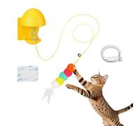 Jouet de chaton - 8 pouces avec une cloche interactive et plume pour le jeu en salle, fonction d'entraînement amusante exerce, jouet pour chat pour chambre, salon, cadre de porte, peluche douc