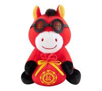 Jouet de cheval - Cheval en peluche - en peluche doux avec design mignon - Souvenir - Bénédiction du Nouvel An chinois - Cadeau pour et adultes pour la maison, le bureau