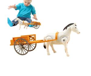 Jouet de cheval de marche, jouet de cheval électrique | Décoration de bureau avec modèle de voiture | Modèle rétro de marche rétro de chariot d'équitation pour la maison, l'école, la maternelle