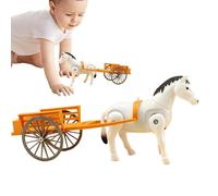 Jouet De Cheval Électrique - Jouet De Chariot À Traction Rétro De 11,81 Pouces, Modèle De Chariot Alimenté Par Batterie ABS, Se Déplaçant Avec Un Design Vintage Classique Et Une Fonction De Mouvement