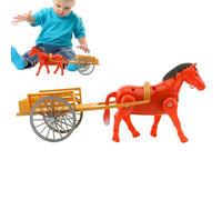 Jouet de cheval électrique - Modèle de chariot dessiné rétro de 11 pouces, action de marche à piles, conception de chariot classique, mouvement esthétique vintage, galop réaliste | Son pour la garderi