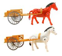 Jouet De Cheval Électrique - Modèle Mobile De Charrette Tirée par des Chevaux, Ornement De Décoration De Bureau Cinétique, Affichage De Figurine De Cheval Mécanique Vintage, Sculpture De Table Animée