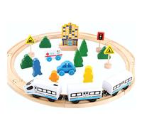 Jouet de circulation sur voie ferrée en bois, 26 pièces, blocs de construction pour enfants, jouet de circuit de Train électrique RC paysage urbain, ensemble de jouets de chemin de fer