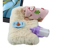 Jouet De Cochon En Silicone - De Cochon Squishy Renaître | Mini Animal De Compagnie Réaliste | Corps En Silicone Souple Avec Vêtements, Coussin De Couchage, Sucette En Bouteille | Pi