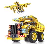 Jouet de Construction 2 en 1 VATOS - 361 pièces, Camion à Benne Basculante ou Avion, Kit STEM pour Garçons de 6 à 12 Ans