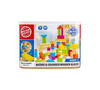 Jouet de construction HEROS Nature & Blocs en bois colorés 60 pièces FSC 100% Allemagne avec boîte de rangement Noir/Bois