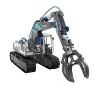 Jouet de construction - Kit de véhicule de chantier de 12 pouces, système d'entraînement hydraulique, assemblage de pelleteuse mécanique sur chenilles | Activité pédagogique STEM pour