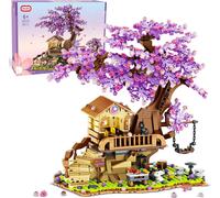 Jouet De Construction Pour La Maison De L'Arbre Des Cerisiers En Fleurs Avec Lumière Led, 880Pcs Bonsaï De Fleurs De Cerisier Jeu De Construction De Maison En Fleurs Pour Les Enfants De 6 À 12 Ans